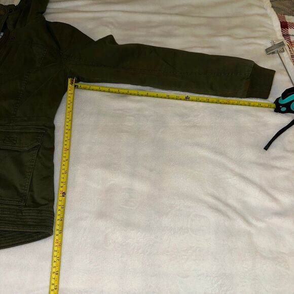 Hollister Y2K Medium Olive Green Sherpa Lined Hooded Coat Gently Worn - Picture 8 of 11